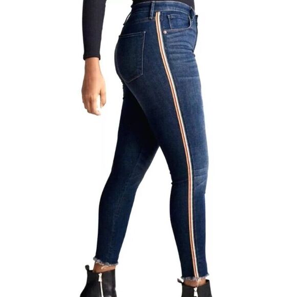 Abercrombie & Fitch Simone High Rise Ankle Jeans Women’s Sze 25/0 Side Stripes - Picture 1 of 10